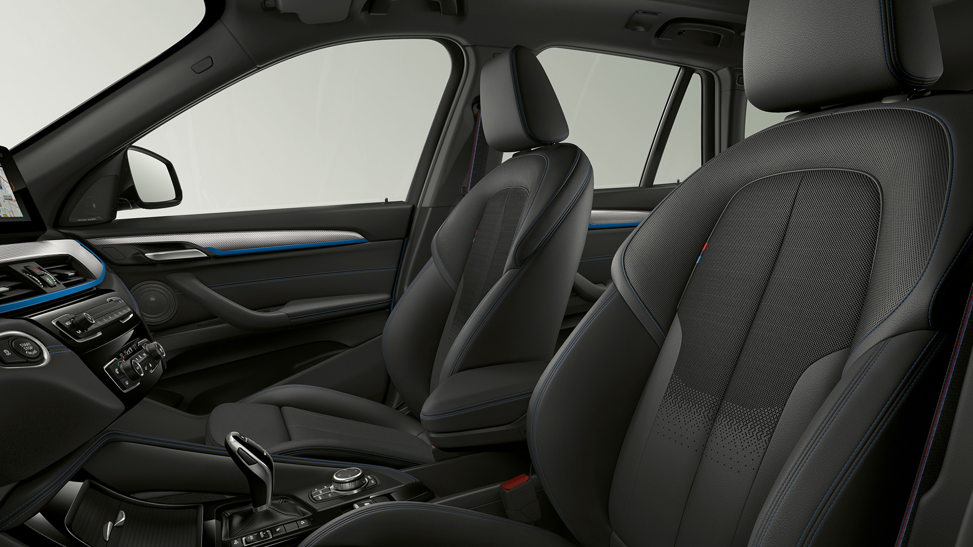 BMW X1, M Sport-útfærsla, áklæði BMW X1, M Sport-útfærsla, innanrými með áherslu á áklæði