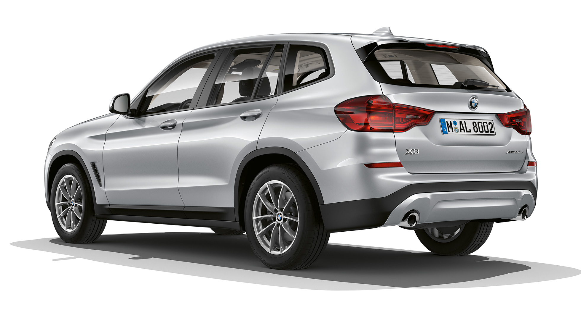 BMW X3, grunngerð, skásett sjónarhorn á afturhluta BMW X3, grunngerð, skásett sjónarhorn á afturhluta