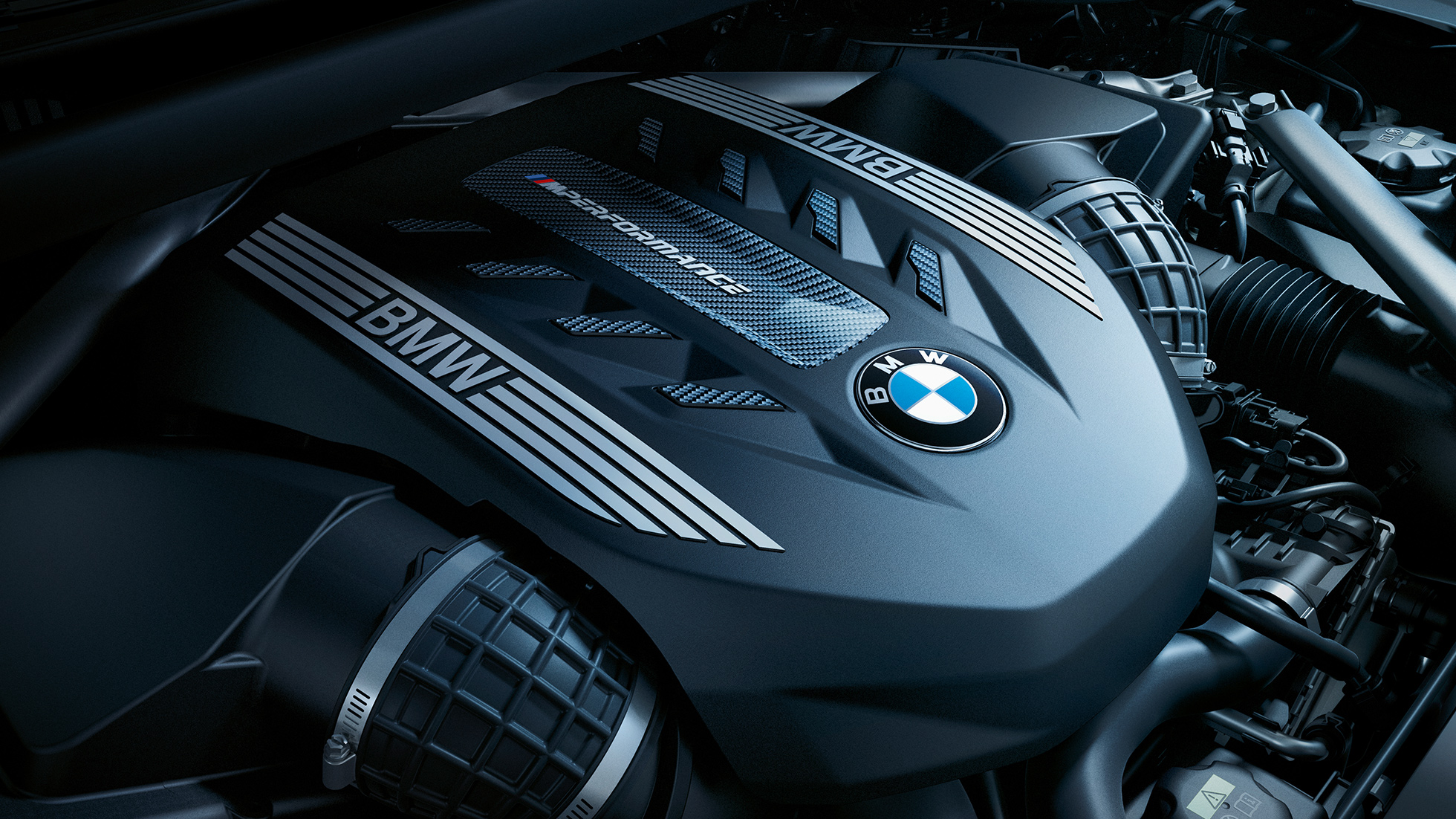 Vél BMW X6. Nærmynd af vél BMW X6.